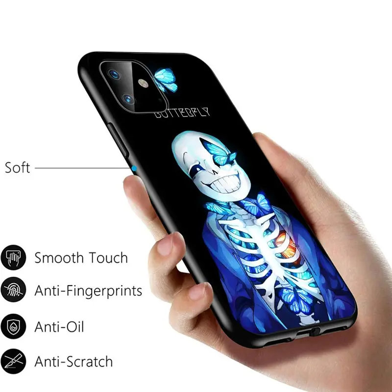 

Undertale Papyrus Sans Doggo For Apple iPhone 12 11 Pro Max mini XS Max XR X 8 7 6 6S Plus 5S SE 2020 Soft Black Phone Case