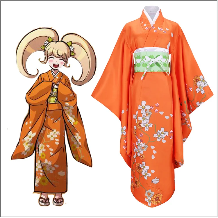 Супер Danganronpa Hiyoko Saionji Косплей Костюм на заказ для взрослых женщин оранжевое