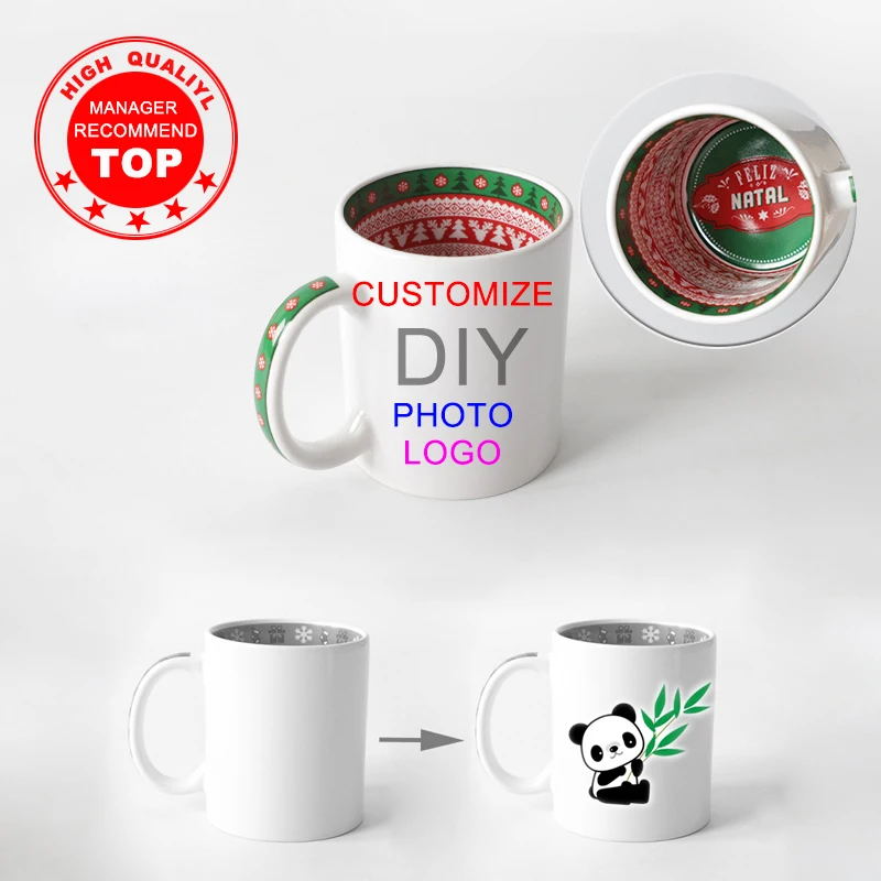 

DIY Логотип Кружка Рождественский Узор внутри керамическая чашка DIY Фото керамическая кружка Персонализированная фотография на заказ фото п...