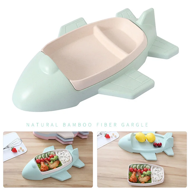 Детское блюдо бамбуковые тарелки миски самолет тренировочная посуда набор для