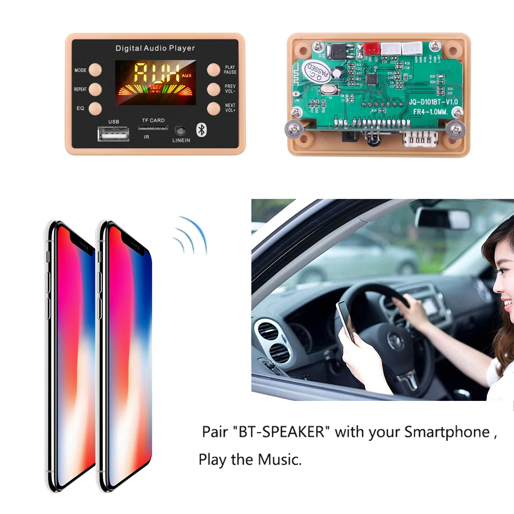 Автомобильный MP3-плеер декодер с Bluetooth 5 0 В 12 Модуль платы декодирования