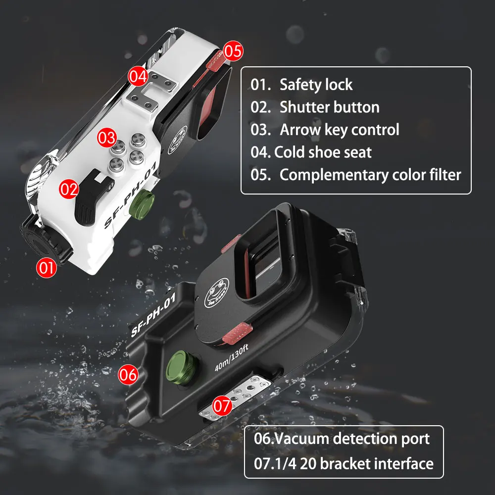 Ceny SeaFrogs Bluetooth Uniwersalny Wodoodporny Futerał Na Telefon 40m/130ft IPX8 Profesjonalna Torba Na Telefon Do Nurkowania Dla IPhone Huawei Samsung Xiaomi