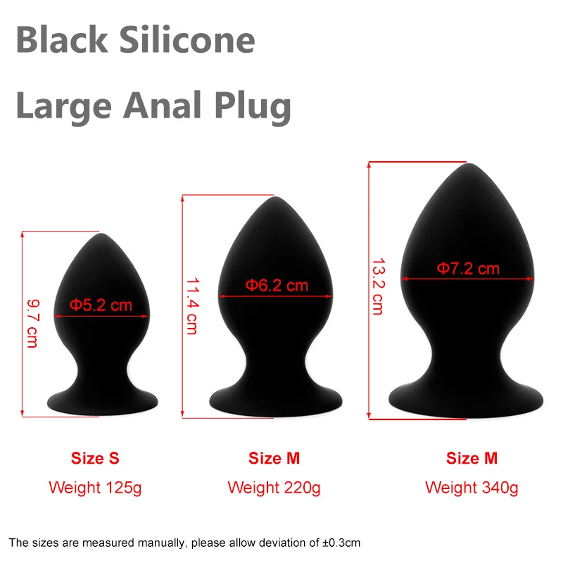 Erotic Black Silicone Big Anal Plug 3 Sizes Strong Suction Cup Butt Smooth Soft Huge Dildo Adult Gay Sex Toys for Men | Красота и