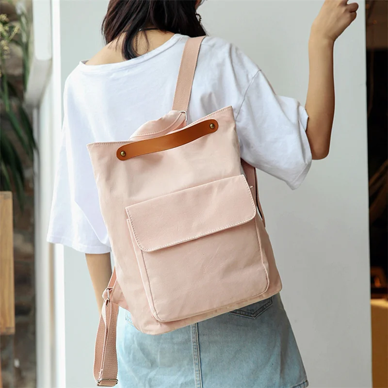 Хлопковый рюкзак MJ Женская универсальная школьная сумка большая Повседневная