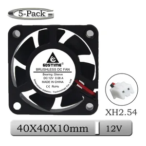 5 шт. Gdstime 12 в 40x40x10 мм 40 мм Бесщеточный Охлаждающий вентилятор постоянного тока 4010 с 4 см мини-вытяжной вентилятор для 3D-принтера