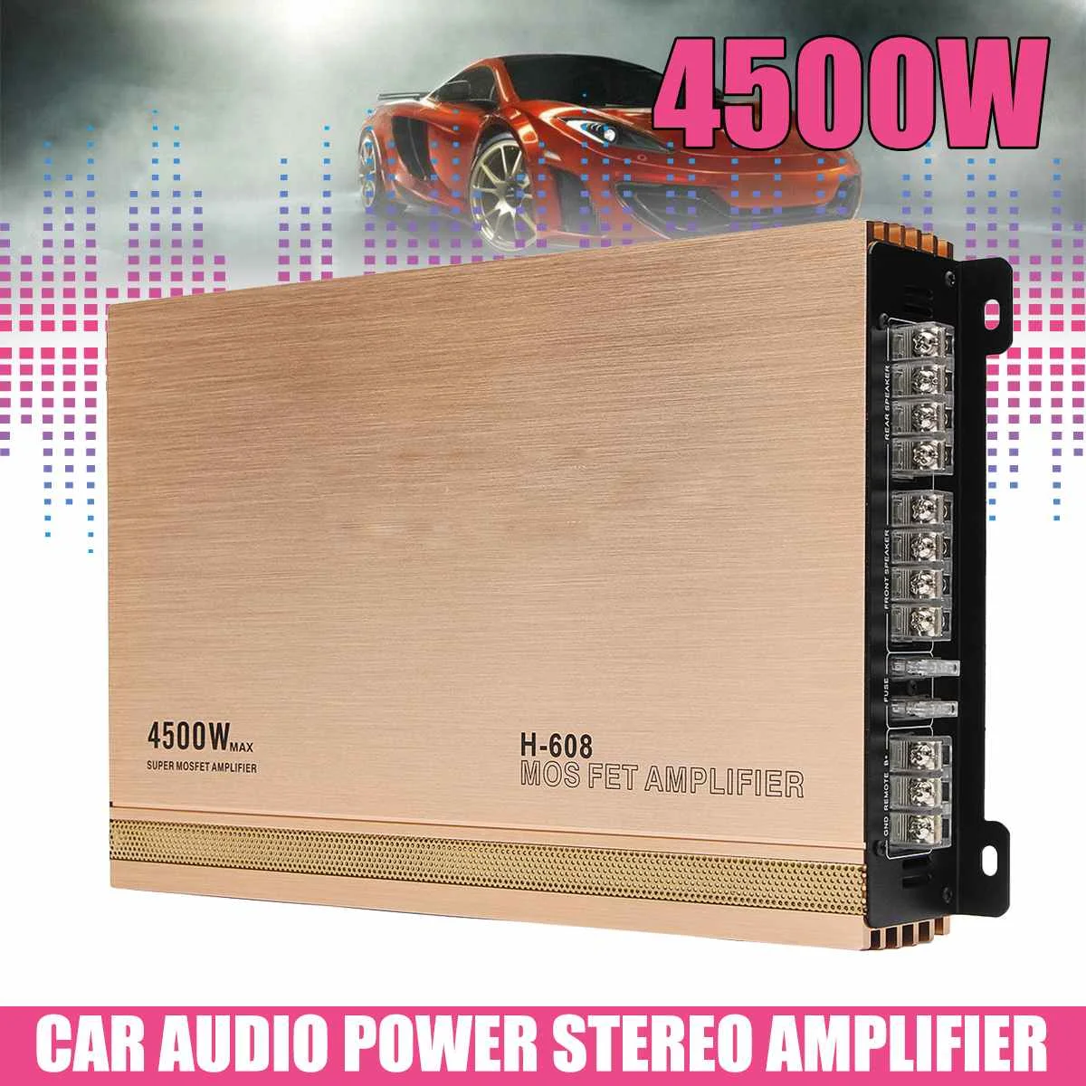 12V 4500W 4-канальный автомобильный усилитель звука для автомобиля аудио силы 360 стереофоническим стерео усилитель Автомобиль Грузовик Мотоцикл