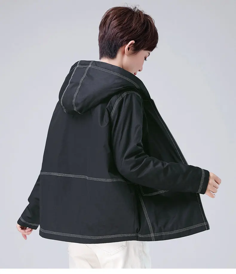 ветровки женские большой размер куртка зимняя короткая 100% хлопок черная кофта с