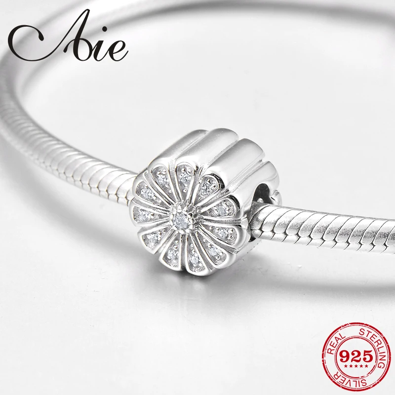 Модные круглые бусины в форме цветка из стерлингового серебра 925 пробы с