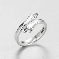 european and american jewelry love hug ring silver gold color retro fashion simple creative personality tide flow open ring