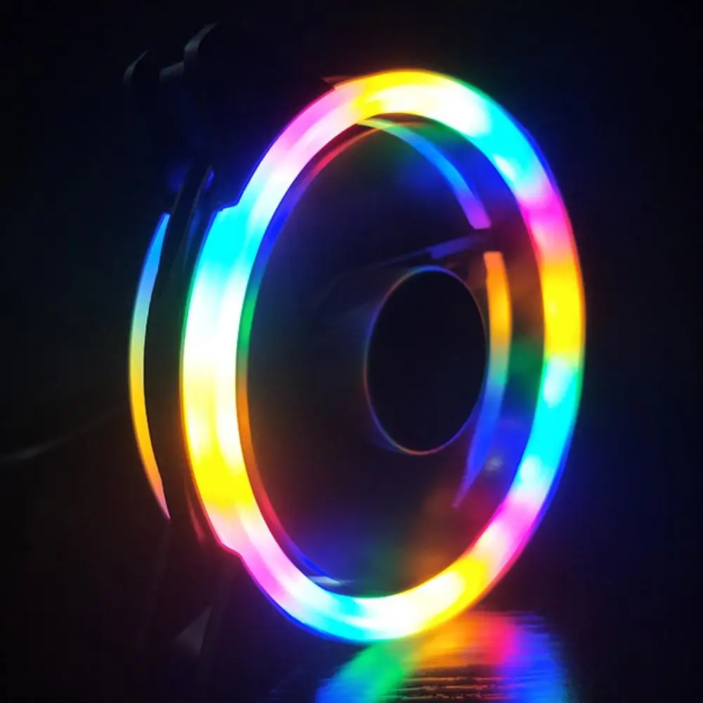 Универсальный бесшумный вентилятор охлаждения с двойным RGB подсветкой 120 мм