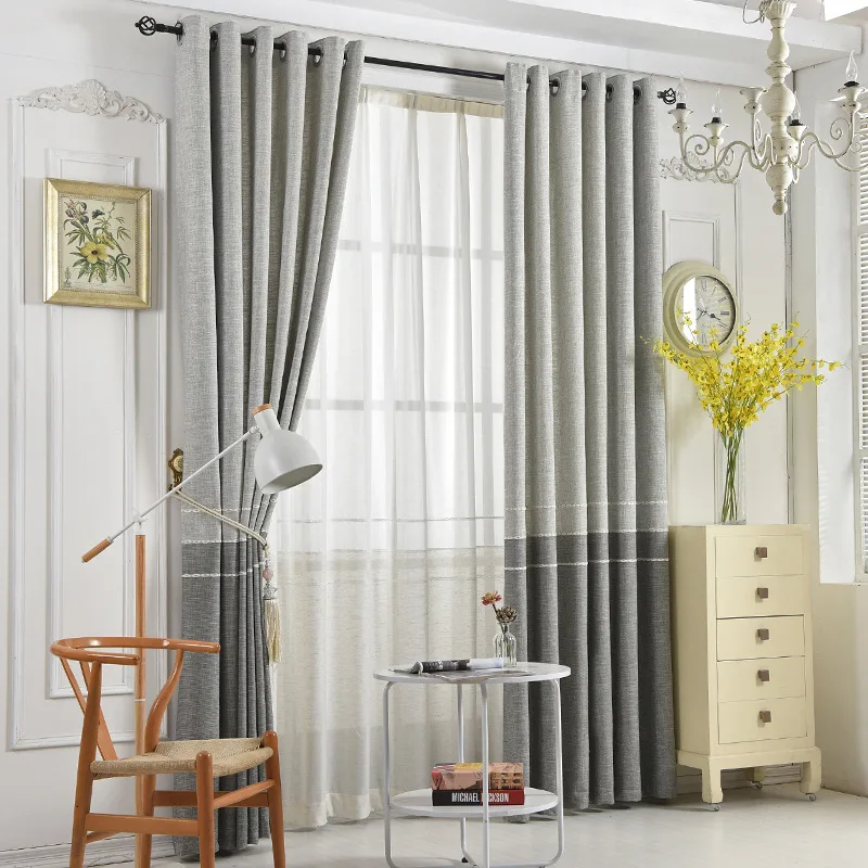 

Simple Modern Blackout Curtains Cotton Hemp Nordic Wind Shading Curtains For Living Dining Room Bedroom
