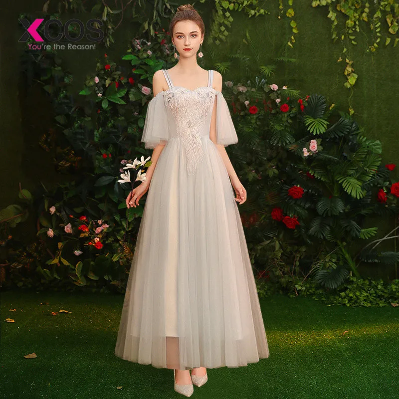 XCOS 2019 новые серые Элегантные платья невесты длинные официальные свадебные
