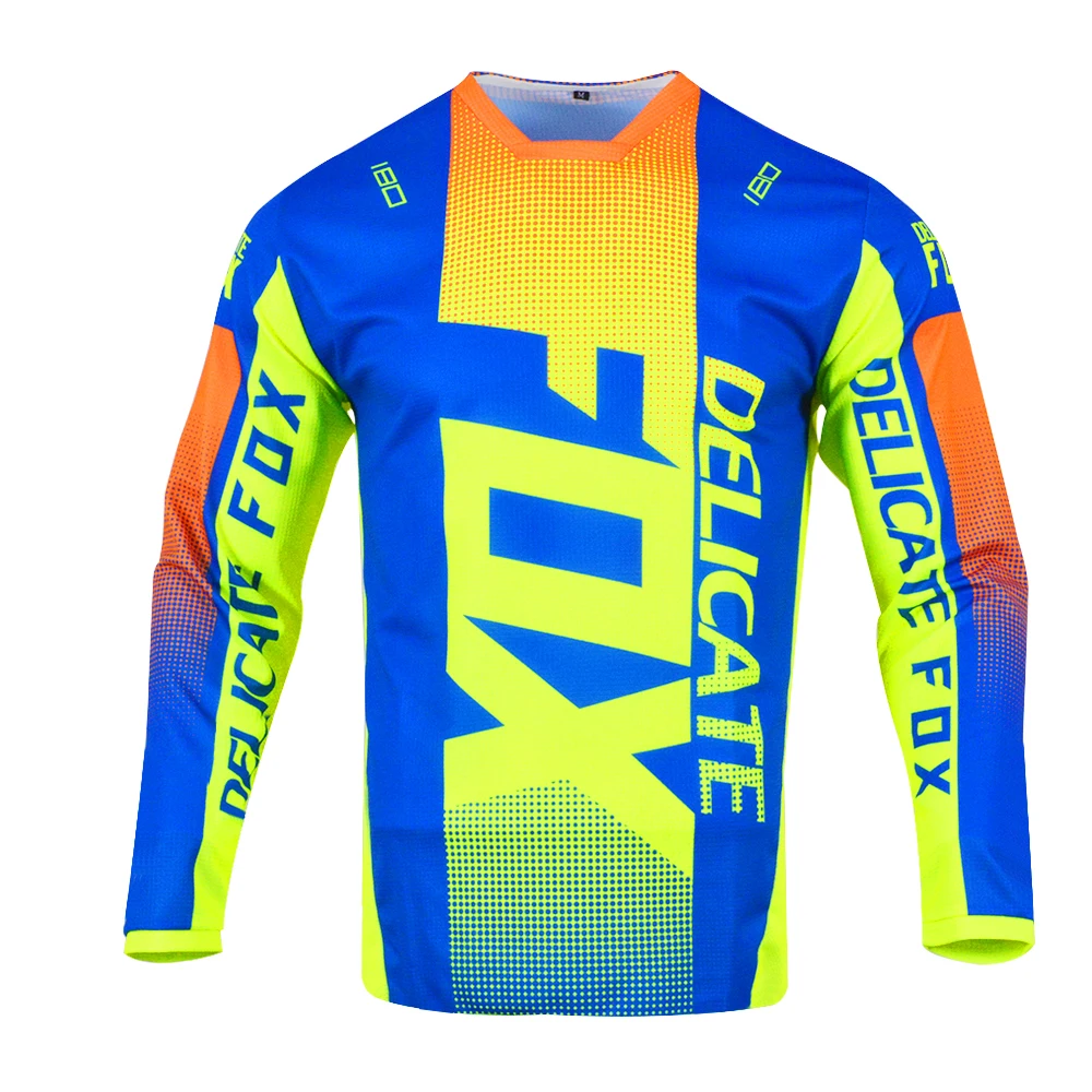Jersey delicado Fox 2021 Oktiv para adultos, ropa para Motocross, Dirtbike, ATV, MTB, DH, ciclismo de carretera, azul y amarillo, 180