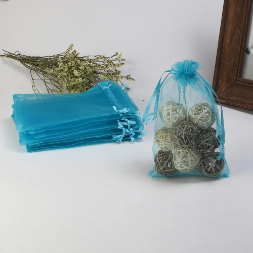 Lake Blue Бусины Из Органзы doreenbeads ювелирные изделия сумки шнурок прямоугольник черный красочный в случайном порядке Мода(полезное пространство: 13x10 см) 15 см x 10 см, 4 шт - Цвет: Lake Blue