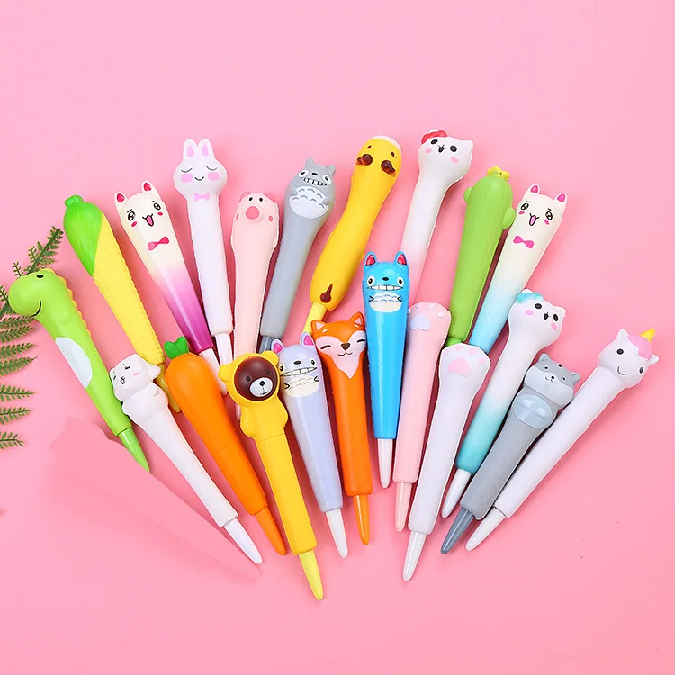 

24 pcs/lot Kawaii Animal Decompression Gel Pen Cute 0.5 mm Black Neutral Pens School Office writing Supplies Promotional Gift