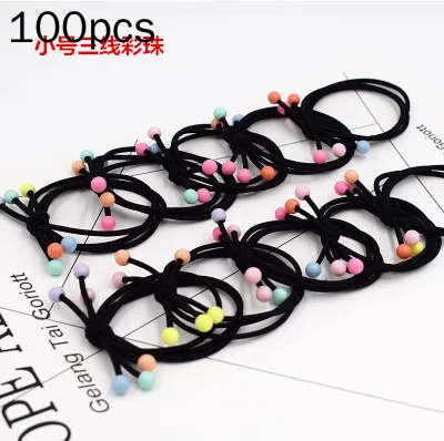 

Korean version of cherry red bead tie hair band round bead knot hair loop small red beans with black head rope