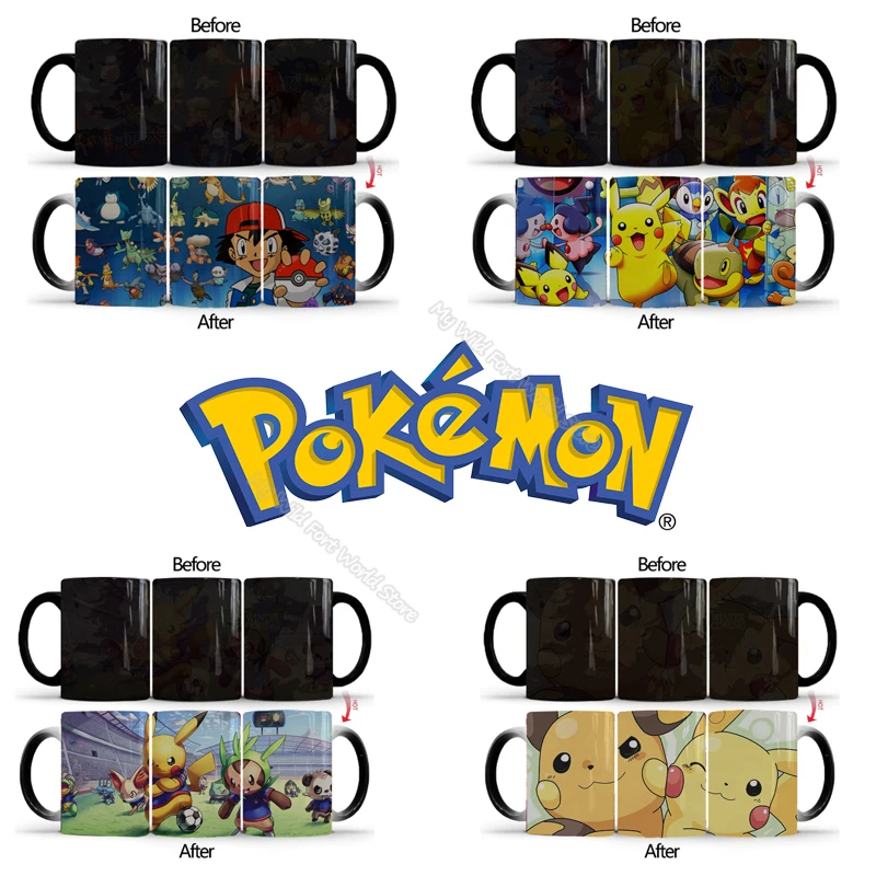 Волшебная кружка Покемон Пикачу фотография меняющая цвет Термочувствительная