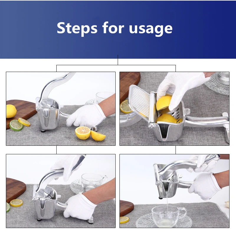 Exprimidor Manual de frutas multifuncional de acero inoxidable, exprimidor de frutas, cocina de aluminio, lim&oacute;n, bricolaje-3