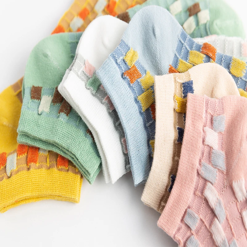 

1 Pair New Spring Autumn Women Cute Breathable Socks Cotton Plaid Socks Harajuku Cute Female Casual Soft Socks Girl Ankle Socks