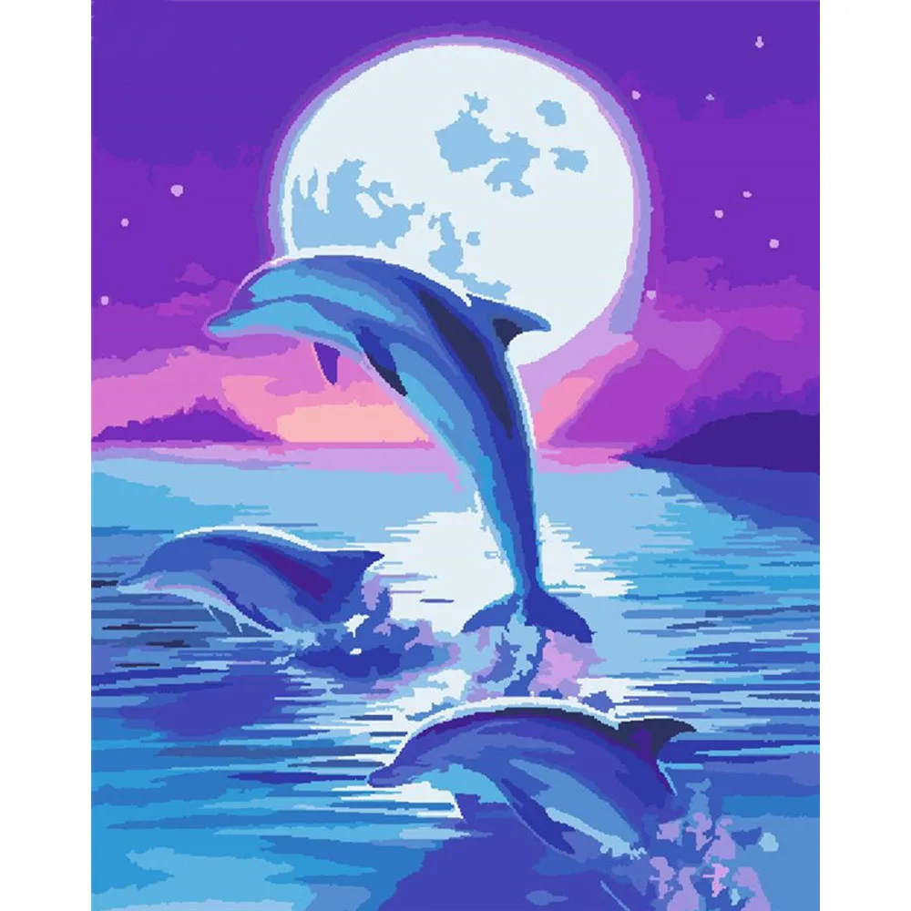 

CraftArtGo Painting By Numbers Animal painting On Canvas HandPainted Gift Picture By Number Waterfall Kits Home Decoration