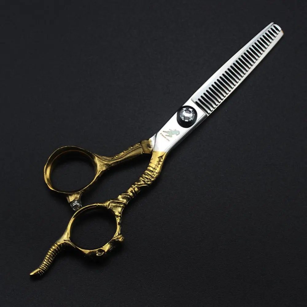 

Freelander 6.0 inch Professional Japan 440c Gold Hairdressing Scissors Set with Dragon Handle for Barber or Home use