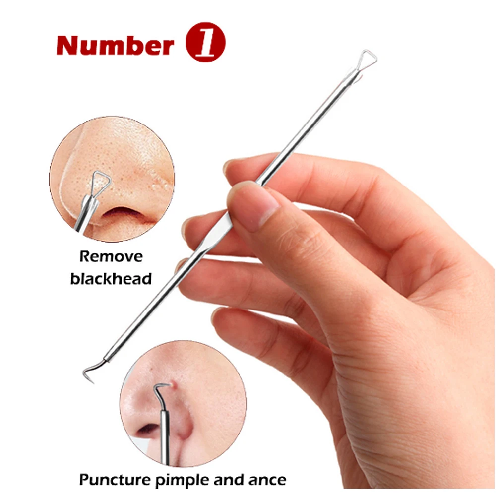 4 шт. экстрактор угрей прыщи инструмент для удаления ложка лица набор игл черные
