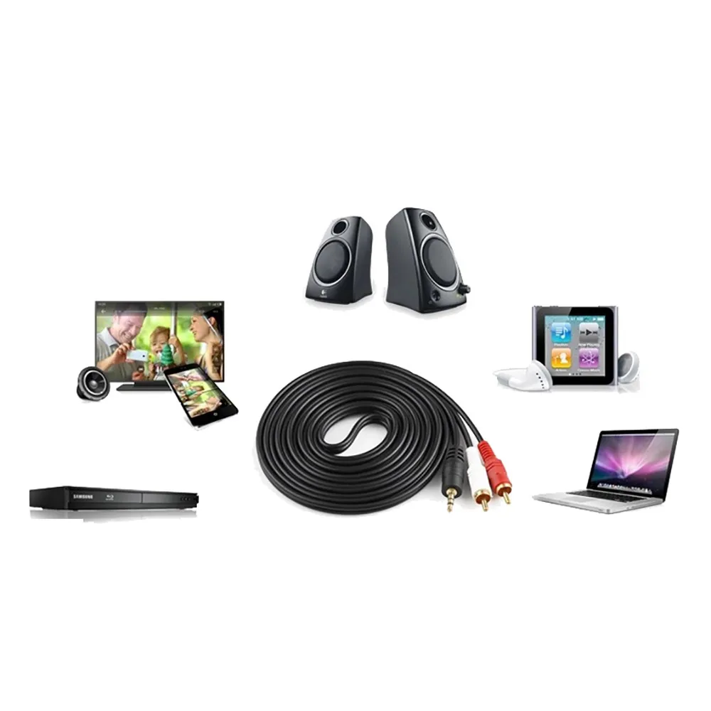 Кабель hdmi 1 5 м футов 3 мм штекер-штекер двойной кабель 2RCA Jack стерео аудио сплиттер