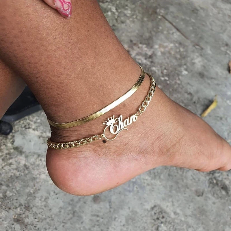 Personalized Name custom Anklet For Women stainless steel Foot Chain Ankle Beach Bijoux Femme BFF Gift 2020 new Jewelry