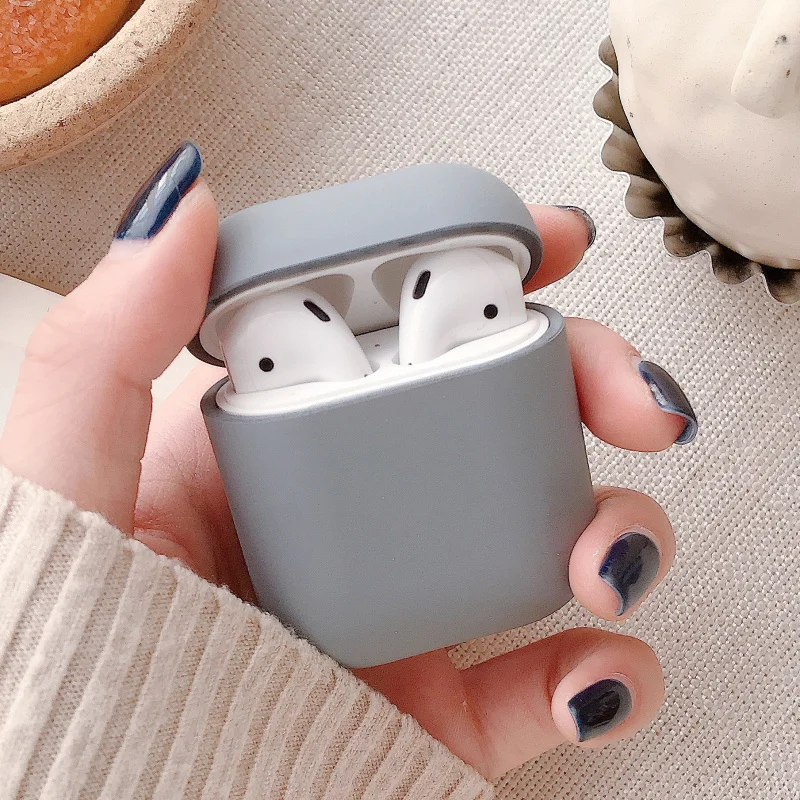 Gray Жесткий чехол для наушников для Apple Airpods 1/2 противоударный чехол для Apple гарнитура для Airpods чехол s Матовый розовый защитный чехол для пары - Цвет: Gray