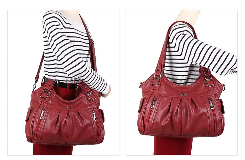 Cgmana Designer Famous Brand Washed Soft Leather Luxury Handbags High Quality Women Shoulder Bags
