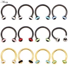 Alisouy 1 шт. Кристалл нержавеющая сталь кольцо в нос Перегородка кольца для губ ноздри Серьги Козелок Уха Пирсинг Подкова ювелирные изделия для тела