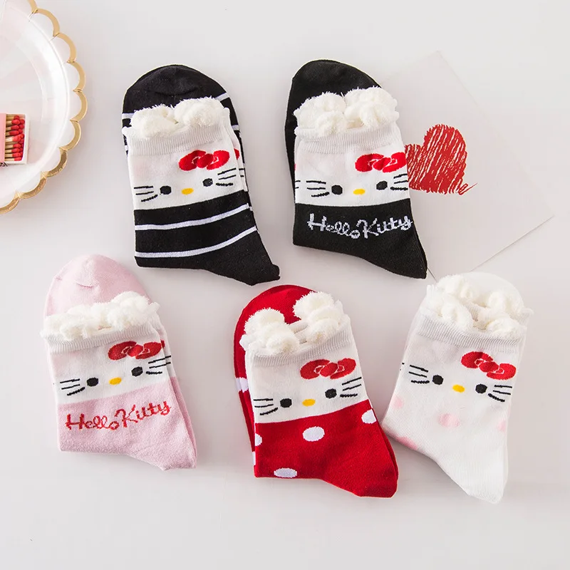 

Sanrio Kitty Socks Women's Tube Socks Cotton Socks Kawaii Cute Cartoon Students Medium-Thick Warm Stockings Christmas Gifts