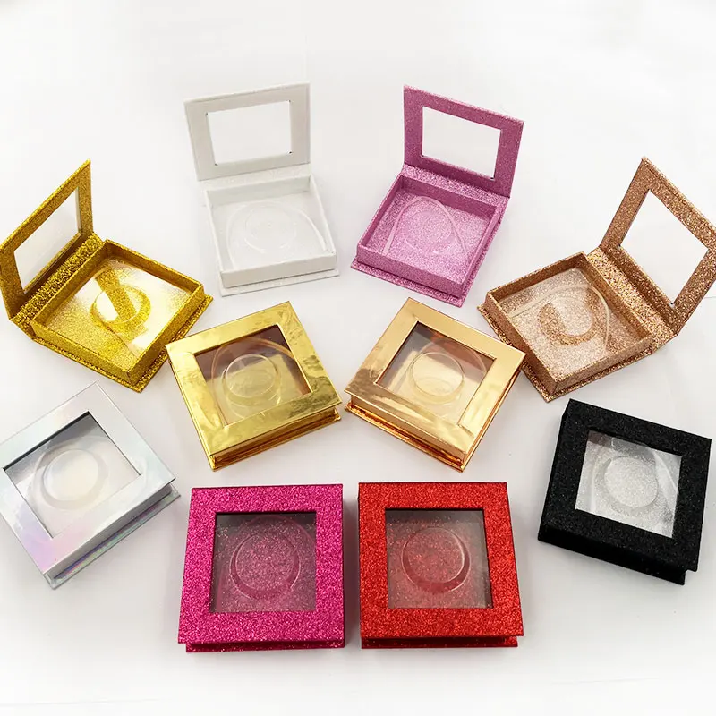 

50PCS wholesale false eyelashes packaging box free logo fake 3d mink lashes boxes faux cils strip diamond magnetic case empty