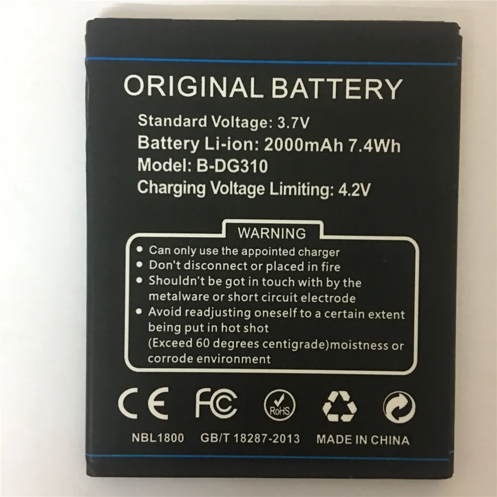 

New Original Battery B-DG310 For DOOGEE DG310 BDG310 2000mAh High Quality Mobile Phone Rechargeable Batteries in stock
