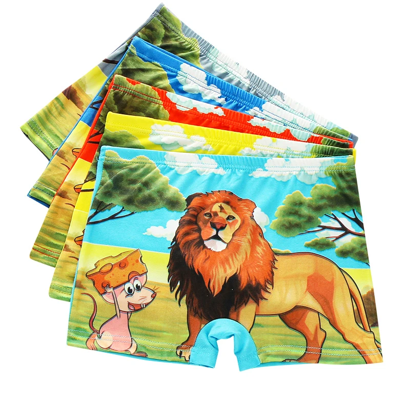 

5pcs/Lot Boys Boxer Briefs Kids Underwear Boy Underpants Cartoon Lion Soft Children Underwear 2-9Years