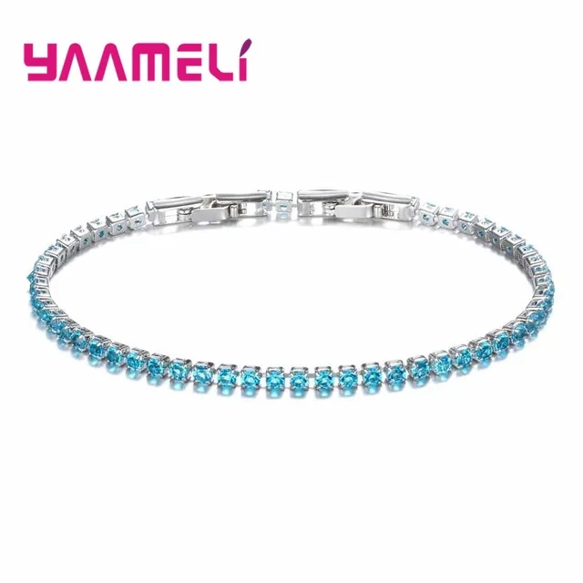 Женский браслет с австрийским кристаллом из серебра 925 пробы фианитом|Гибкие и