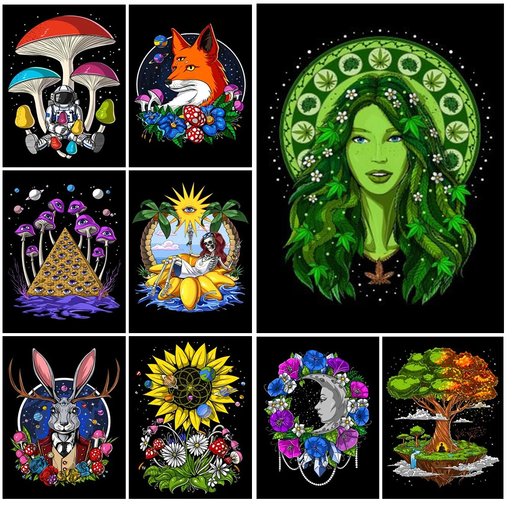 

Fantasy Girl Posters Mushroom Skeleton Wall Art Canvas Painting Home Decor Posters and Prints Wall Pictures For Living Room