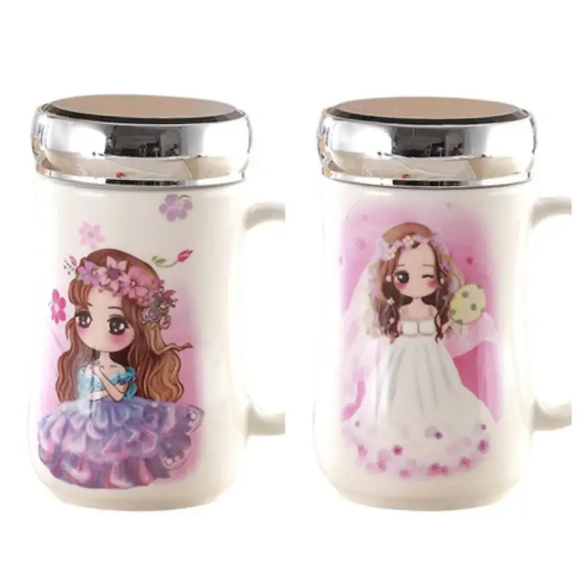 Зеркальная керамическая чашка милая кружка принцессы мультяшная для напитков