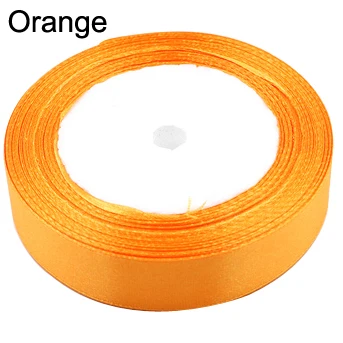 Orange 2 рулона/Лот 50 ярдов(44 м) Шелковая атласная лента для украшения свадебной вечеринки подарочная упаковка Riband bowknot логотип на заказ - Цвет: Orange