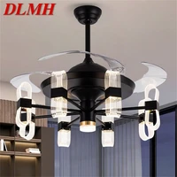 dlmh new ceiling fan light invisible lamp with remote control modern led for home living room 110v 220v