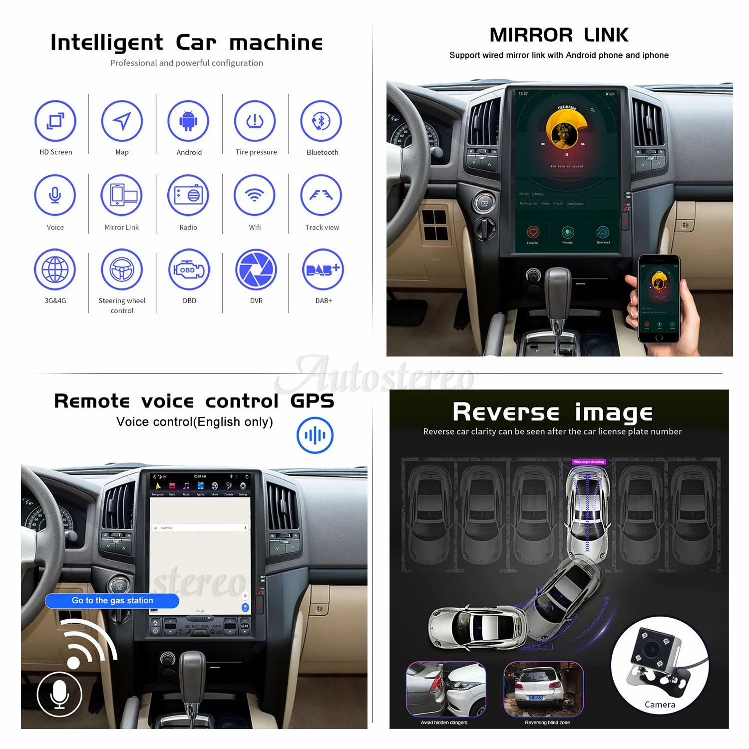 Aotsr Tesla 16“ Vertical screen Android 8.1 Car DVD Multimedia player GPS Navigation For Toyota Land Cruiser LC 200 2008