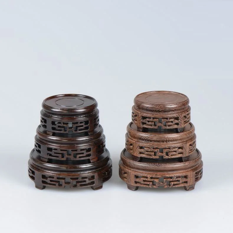 

Венге и Эбеновое Дерево Узор деревянная основа Чайник Камень бонсай античная ваза с круглым основанием поддержка