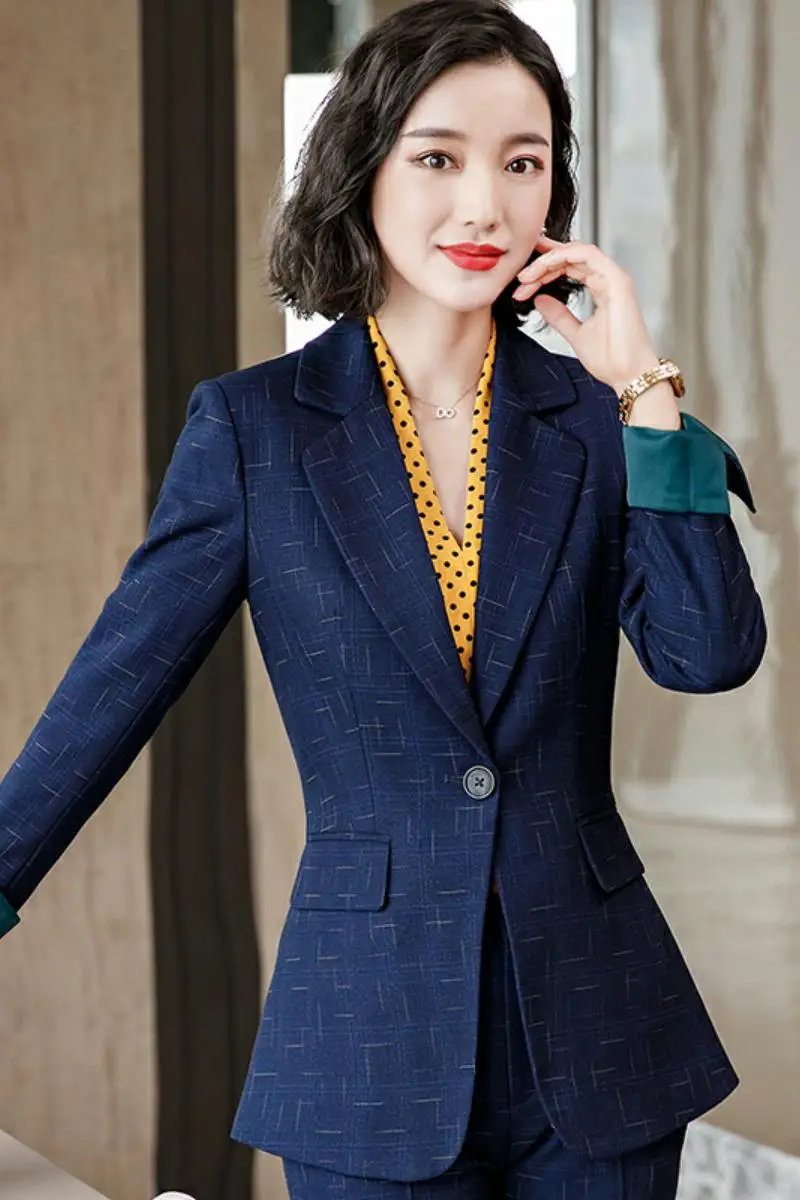 

spring jacket pants 2-piece workwear Korean style blazer pants set professional clothes women office attire suits for business