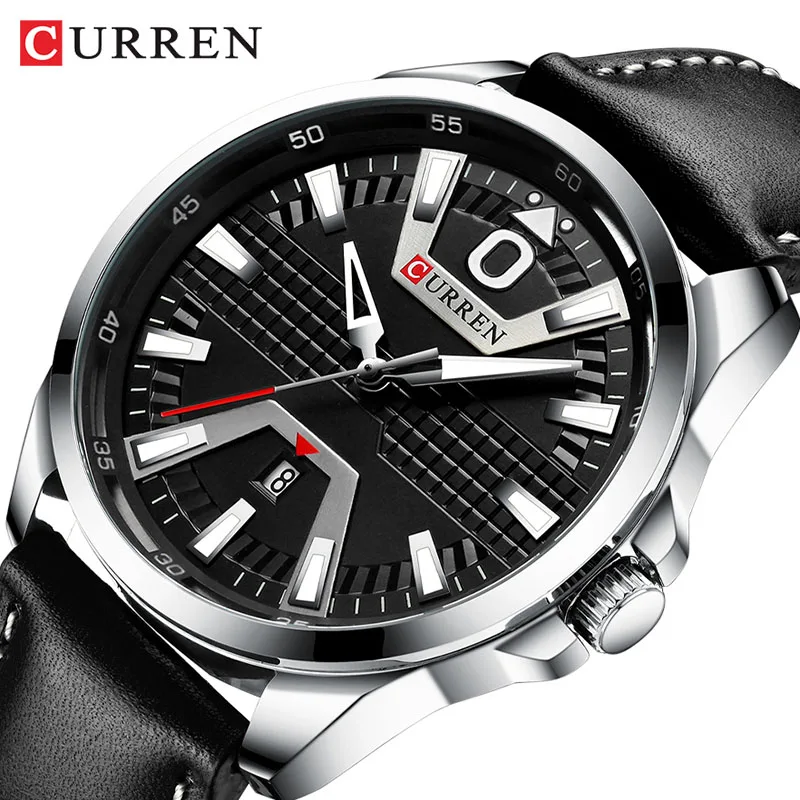 Часы CURREN Мужские Наручные с кожаным ремешком брендовые Роскошные в стиле
