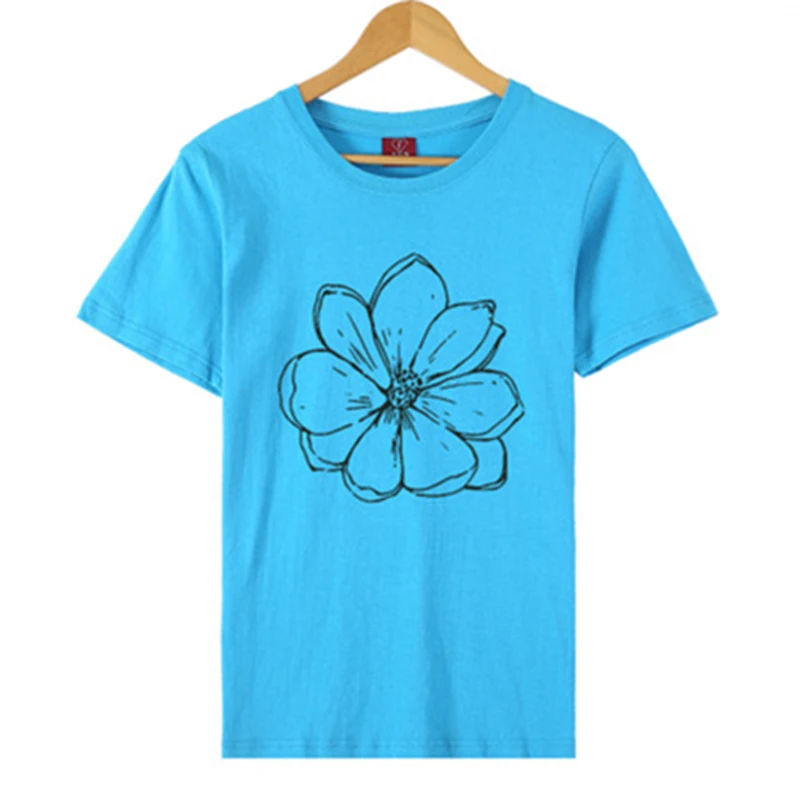 

Women Summer T-Shirt Short Sleeve O-Neck Print Flower Pattern Floral Fashion Lady T-Shirts Fashion Female Top Ladies Tee