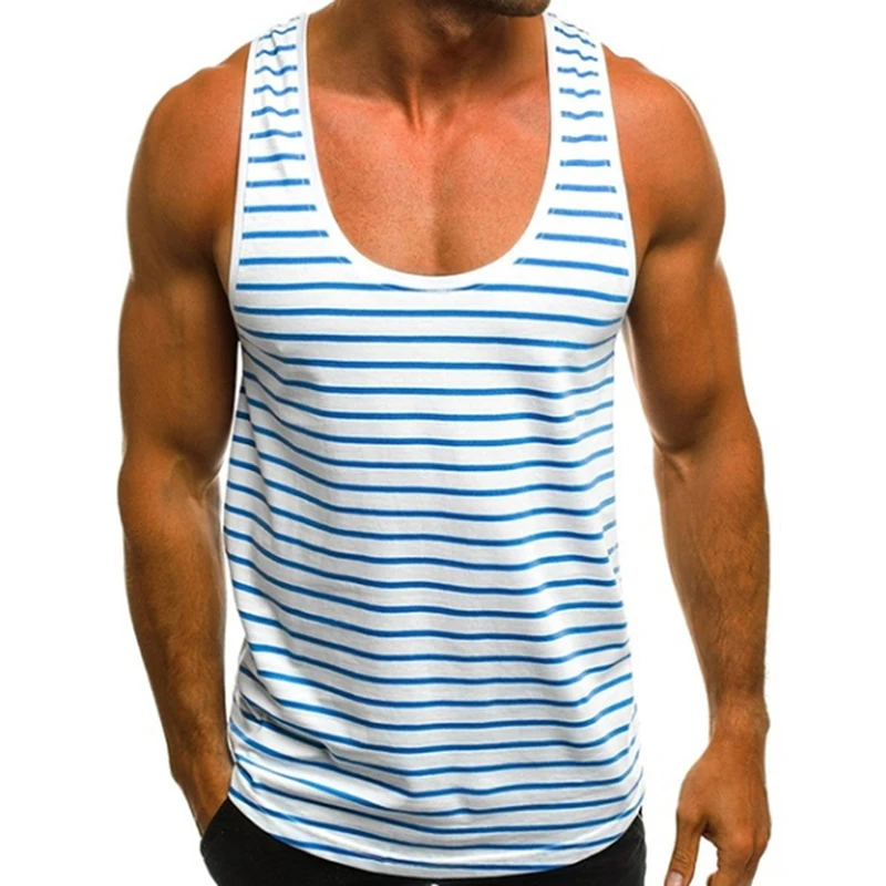 

Men Tank Top Sport Vest Stripe Vest Quick Dry Gym Vest Casual Bodybuilding Men Clothes Fashion Clothing men's Tank Top