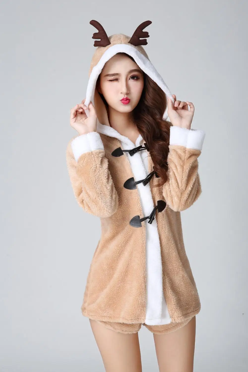 Рождественский костюм с оленем пикантное пижамное платье шорты толстовкой и