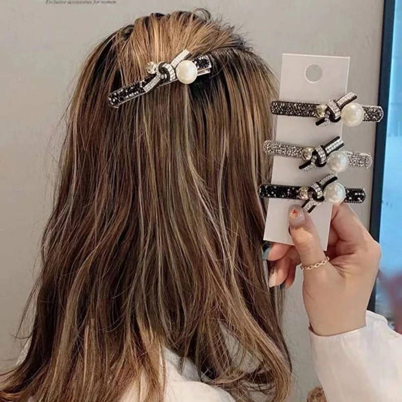 

1PC Korean Pearl Crystal Duckbill Hair Clip Full Diamond Hairpin Fashion Hairgrips Elegant Women Handmade Barrette Girl Headwear