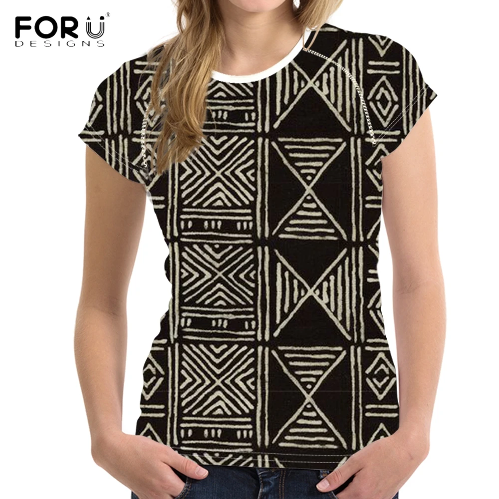 

FORUDESIGNS 2020 Summer Short Sleeve Tops Women African Floral Pattern Ladies T Shirts Casual Fashion Streetwear Female Clothing
