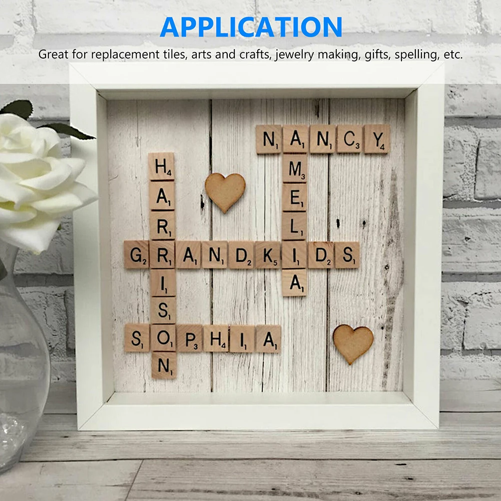 

Educational Baby Toys 100Pcs Wooden English Letter Set Word Scrapbooking Scrabble Number Alphabet Tile Letter Blocks
